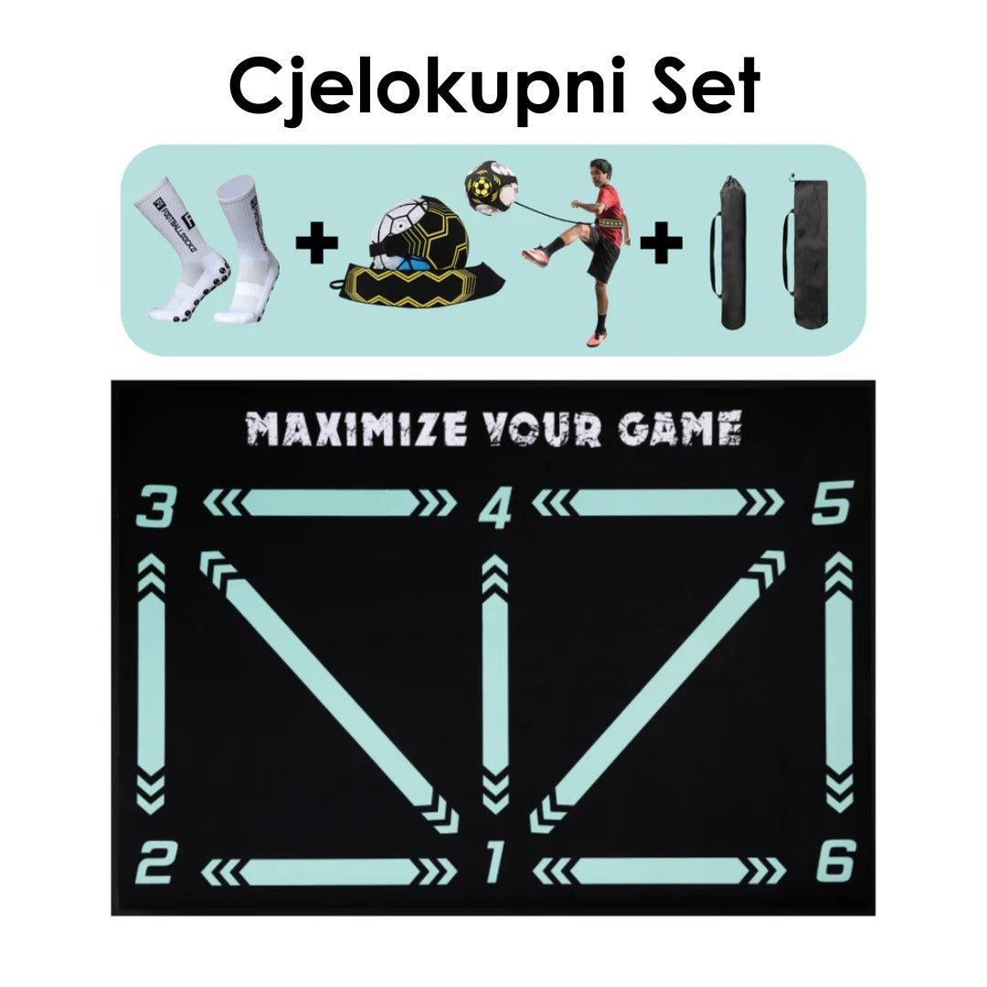 Product set with sports equipment and text 'Cjelokupni Set' on a light blue background.