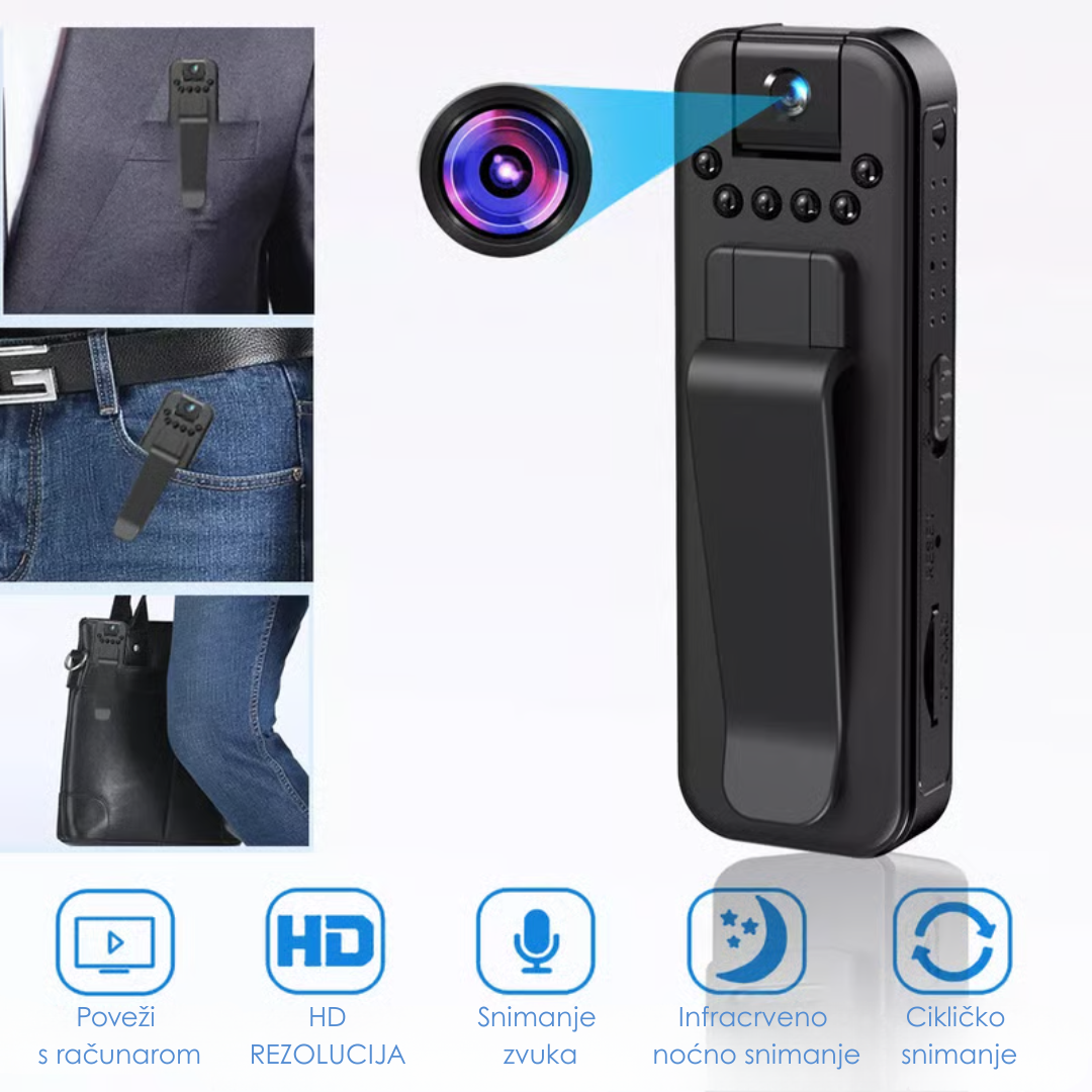 FULL HD Punjiva Mini Kamera Sa Noćnim Snimanjem i Rotirajućim Objektivom