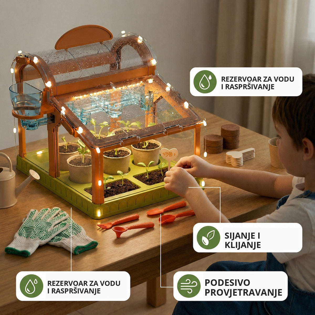 Rezervoar za vodu, raspršivanje i podesivo provjetravanje