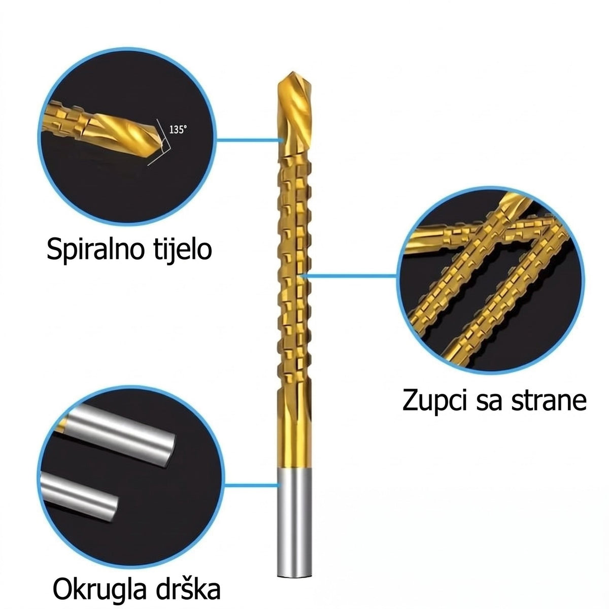 Spiralno tijelo, zupci sa strane, okrugla drška