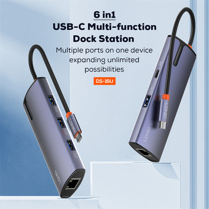 LDNIO USB-C Hub - Docking Stanica 6u1 - USB 3.0 - 5GBPS