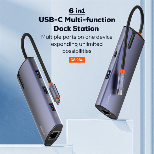 LDNIO USB-C Hub - Docking Stanica 6u1 - USB 3.0 - 5GBPS