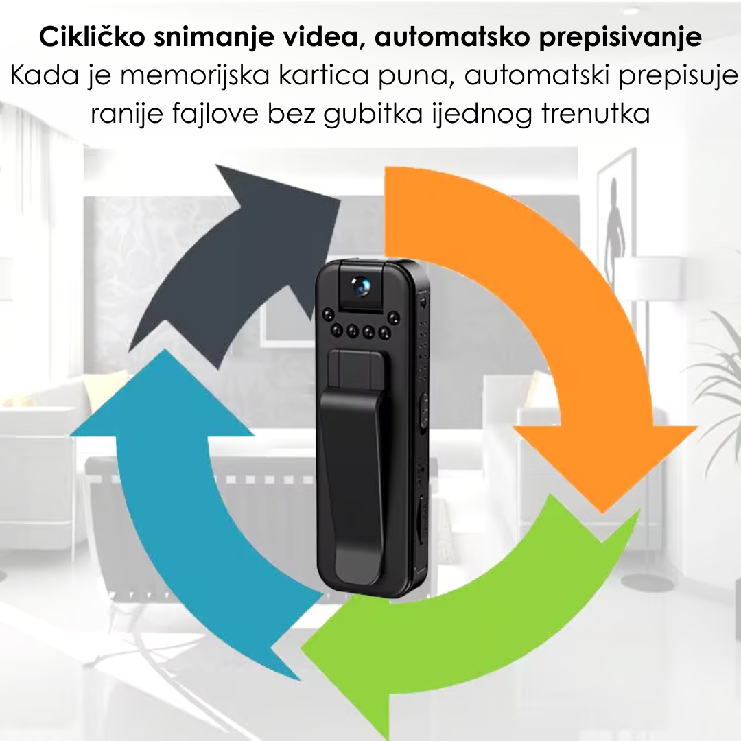 FULL HD Punjiva Mini Kamera Sa Noćnim Snimanjem i Rotirajućim Objektivom
