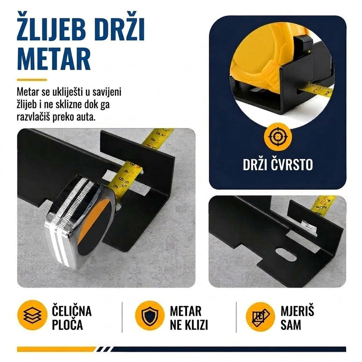 Savijeni žlijeb drži metar