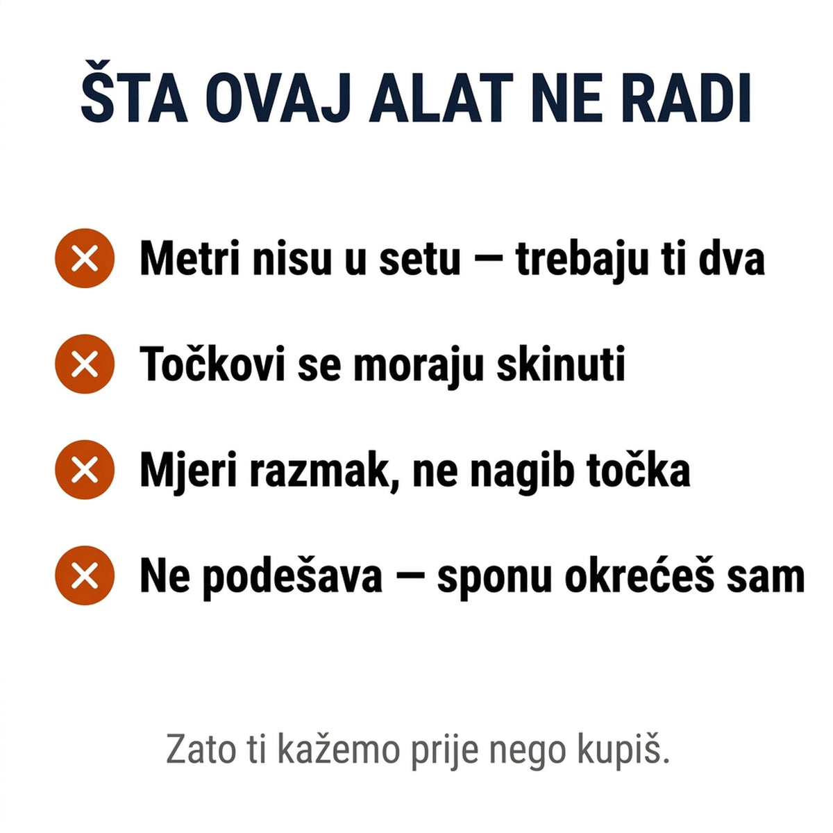 Šta ovaj alat ne radi - četiri ograničenja