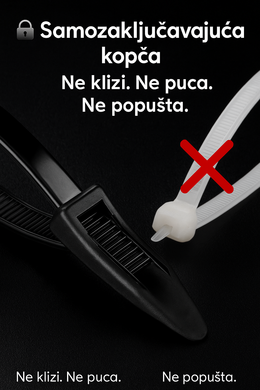 Ultra Kvalitetna Vezica Za Kablove Visoke Nosivosti (100 Komada)