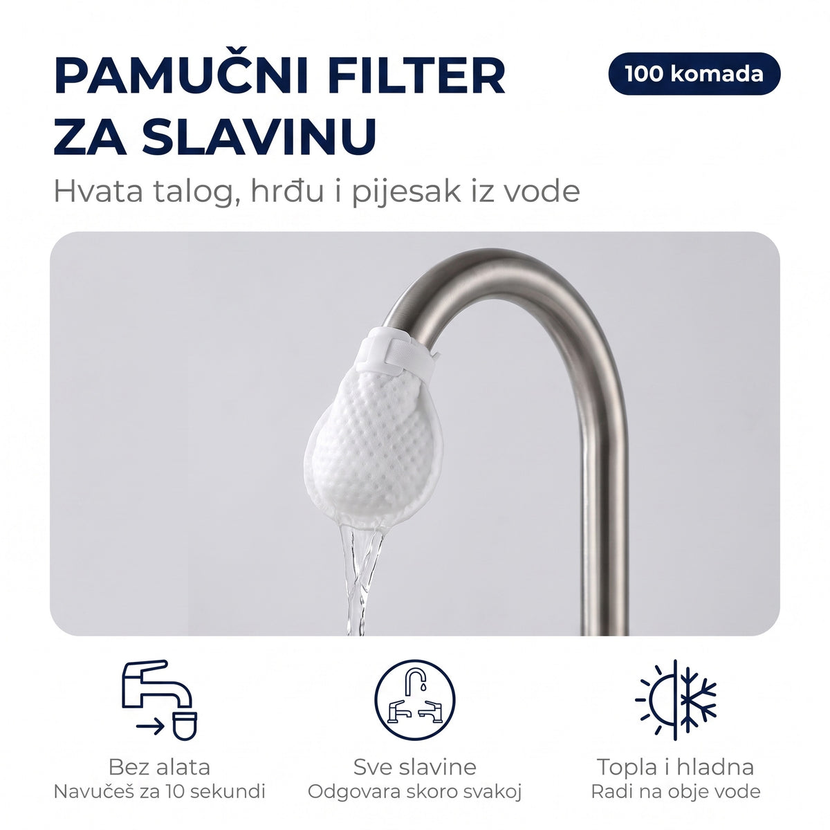 Pamučni filter za slavinu, 100 komada