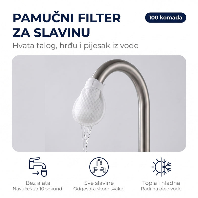 Pamučni filter za slavinu, 100 komada