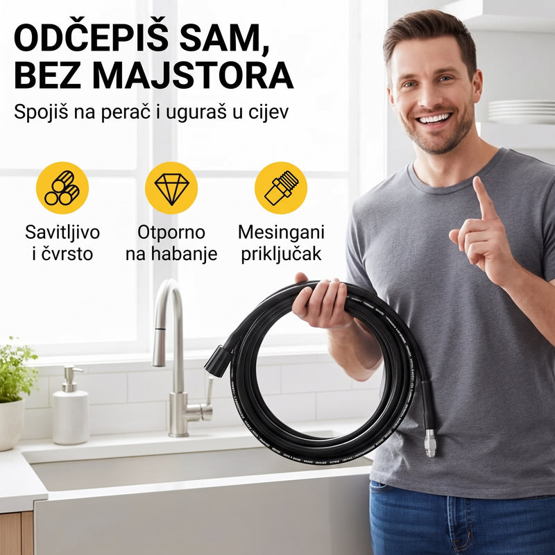 Odčepiš sam, bez majstora — crijevo za perač pod pritiskom