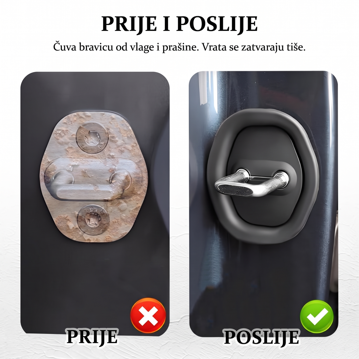 Silikonska zaštita za bravicu vrata — prije i poslije