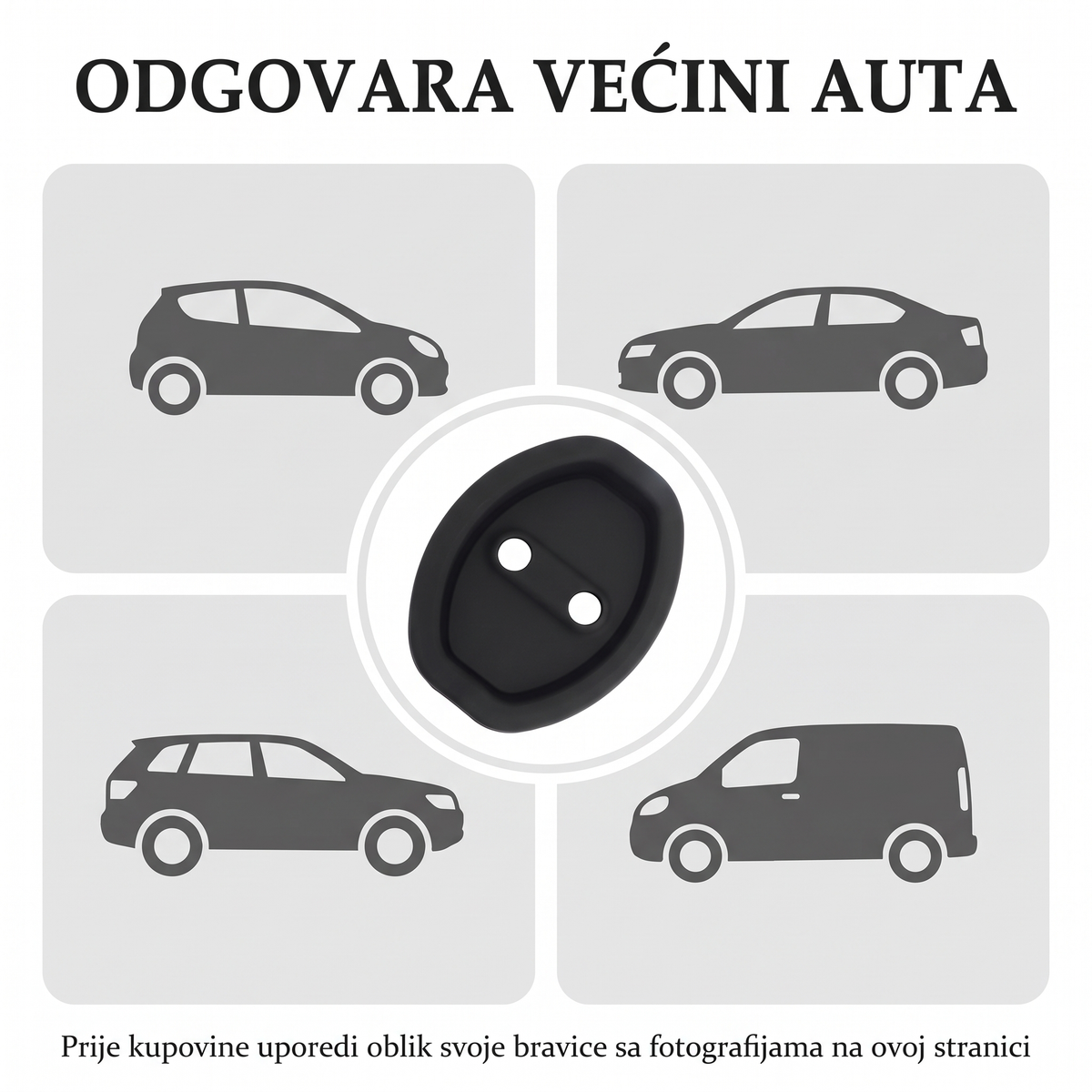 Odgovara većini auta — uporedi oblik bravice
