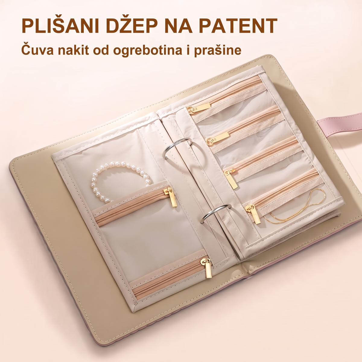 Plišani džep na patent čuva nakit od ogrebotina