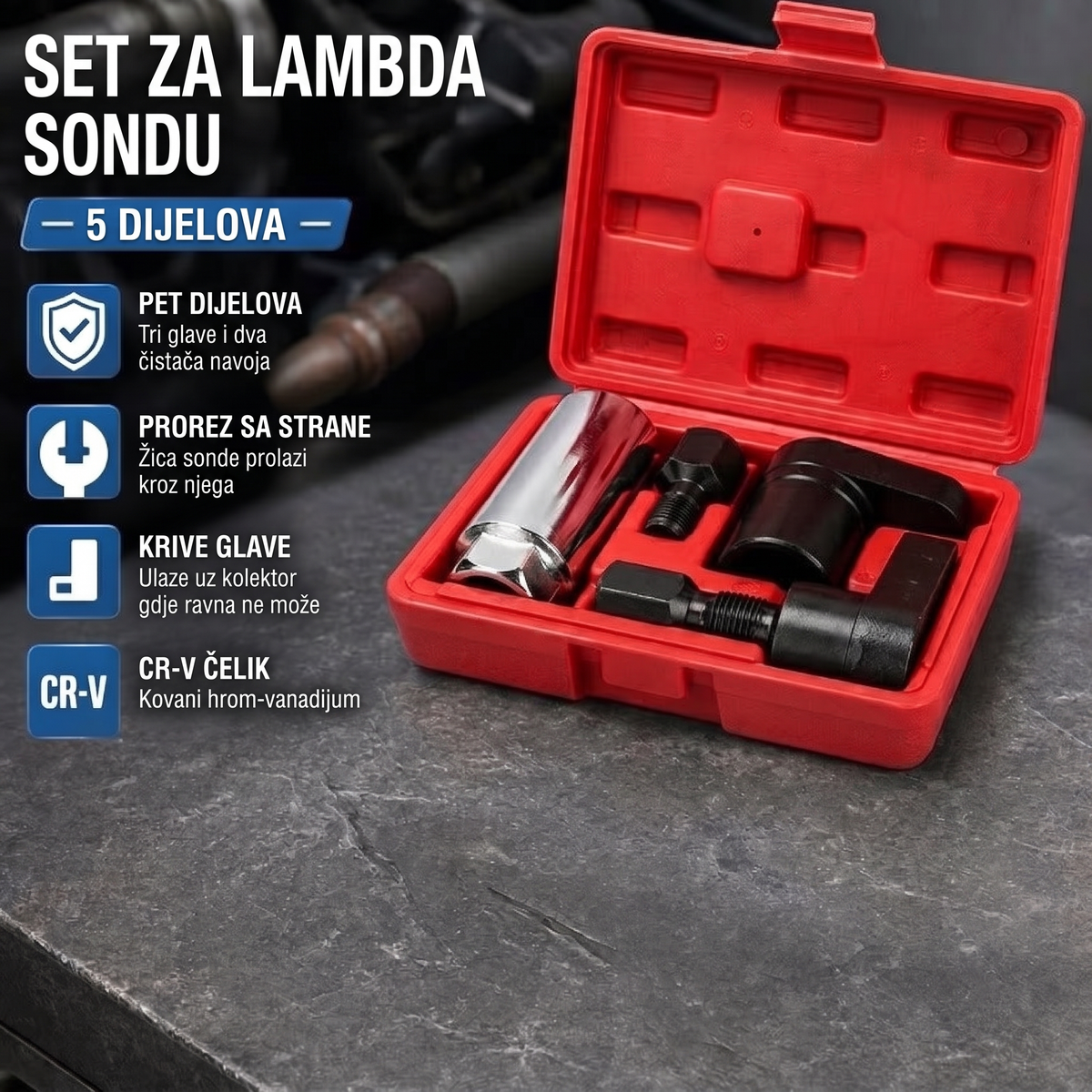 Set za lambda sondu, pet dijelova u crvenoj kutiji