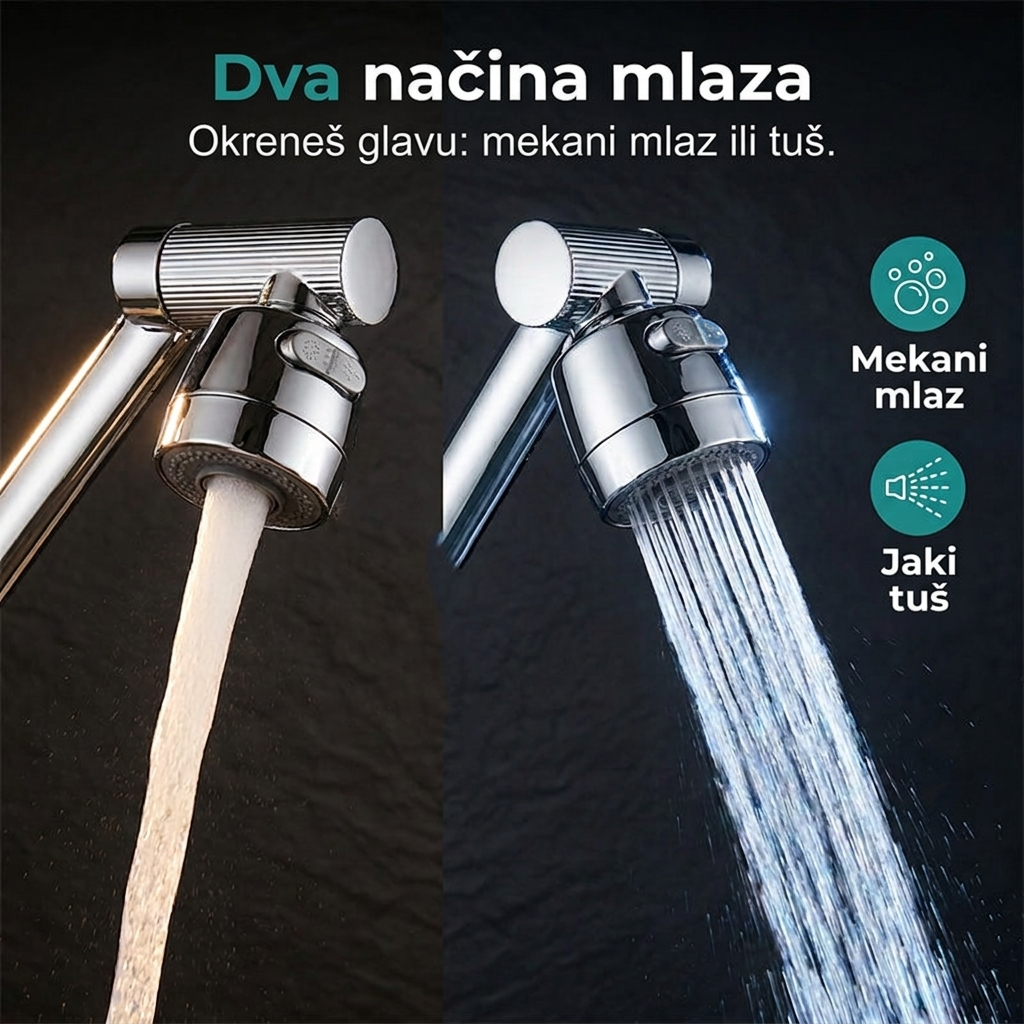 Dva načina mlaza: mekani mlaz ili tuš