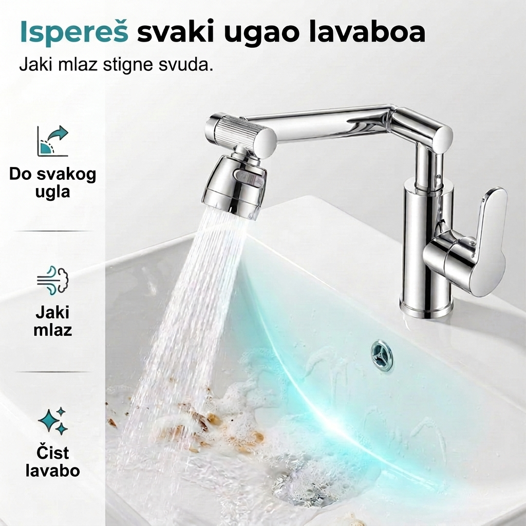 Ispereš svaki ugao lavaboa, jaki mlaz stigne svuda
